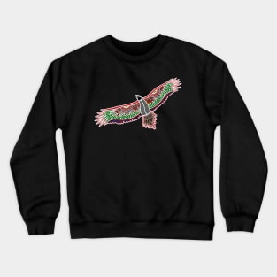 Aboriginal Art - Eagle White Outline Crewneck Sweatshirt